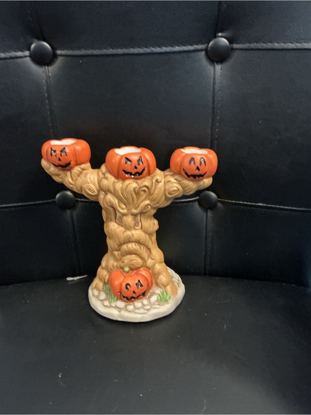 Halloween Pumpkin Tree Candle Holder - Orange and Brown